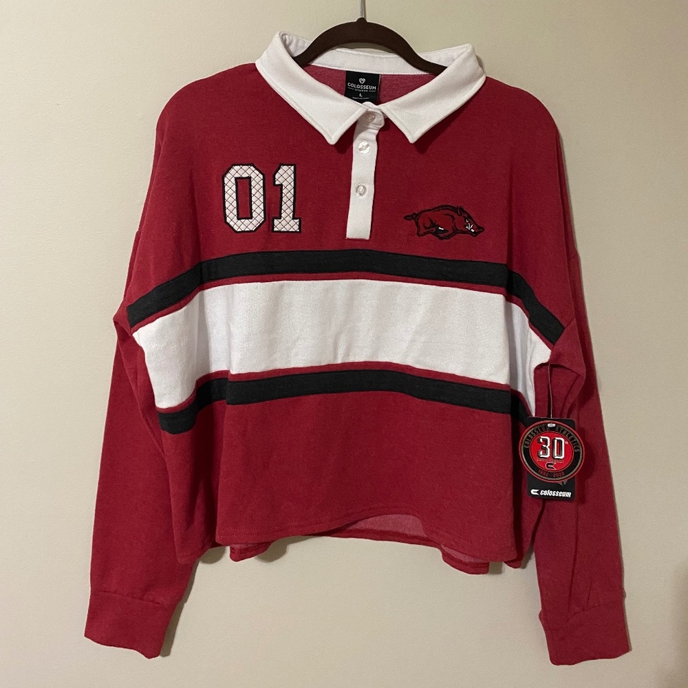 Women's Arkansas Razorbacks Long Sleeve Rugby Shirt, Sizes L(NWT) and XL(NWOT)
